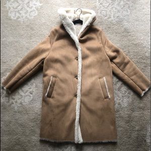 Uniqlo Faux Suede Faux Fur Lined Coat